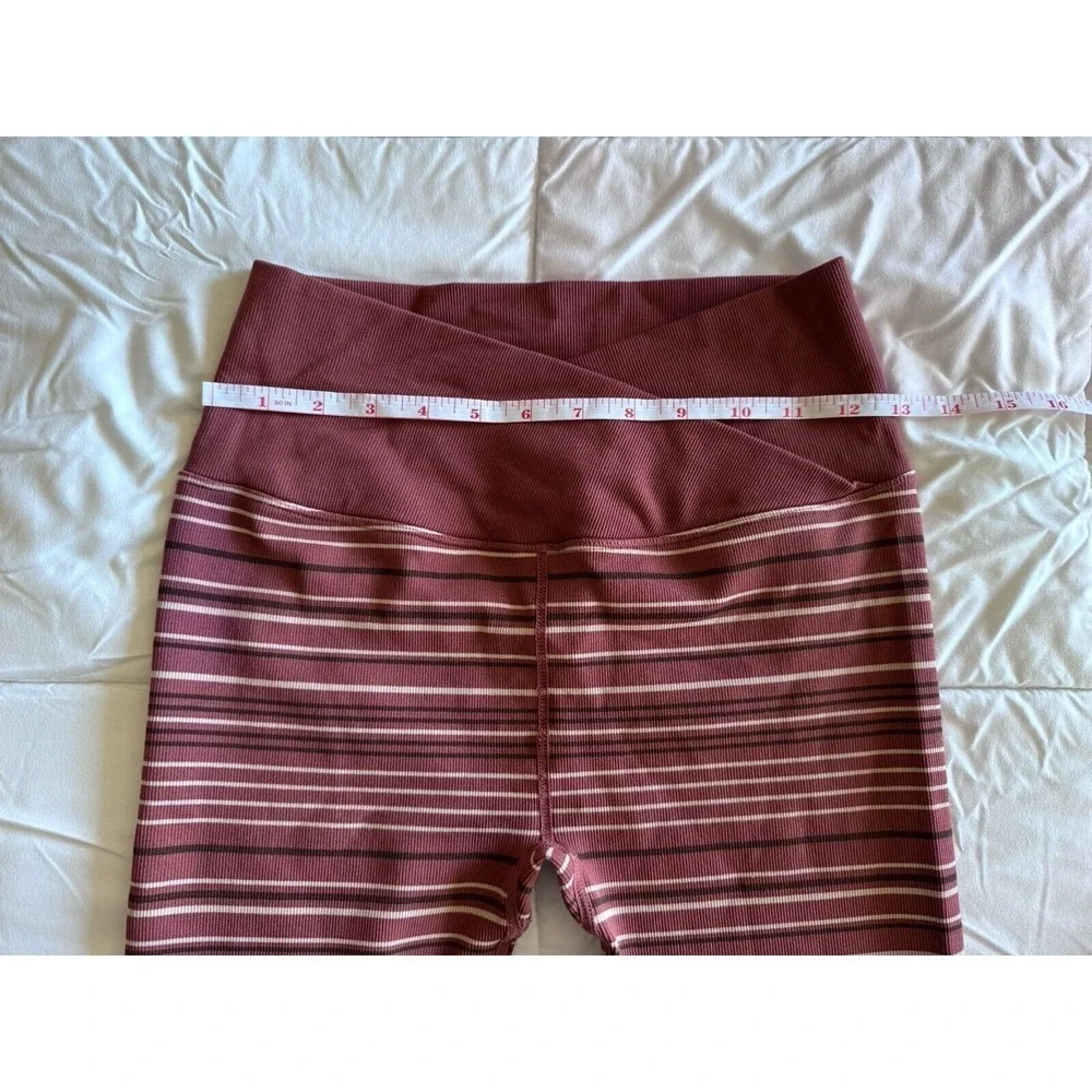 Spiritual Gangster burgundy stripe leggings wrap front love sculpt Size XS EUC